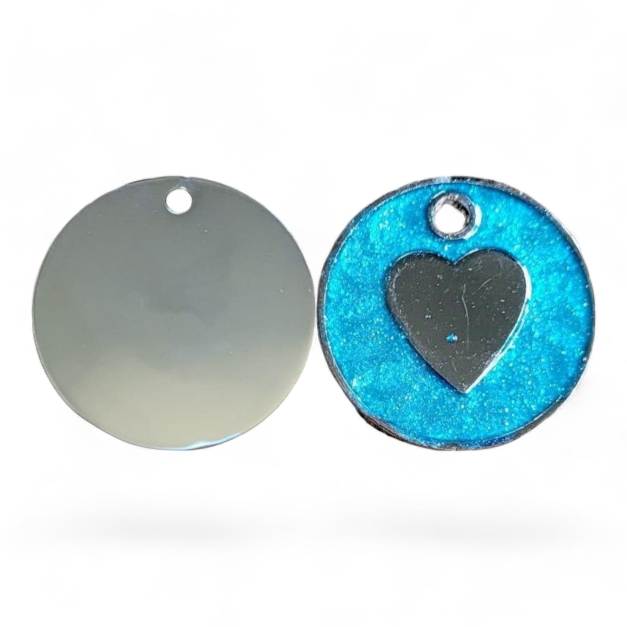 ⭐️Purr. Meow. Woof.⭐️ - Heart Round Cat & Dog ID Pet Tag - LightBlue