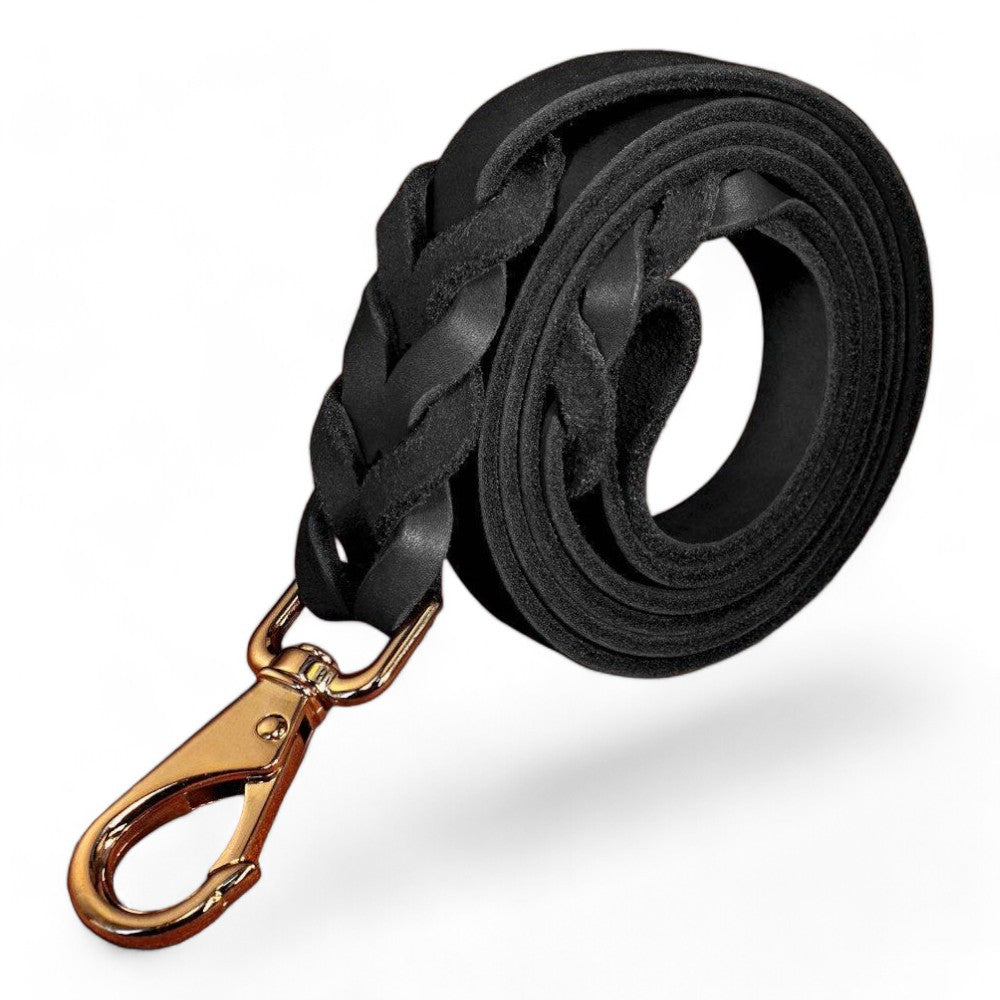 ⭐️Purr. Meow. Woof.⭐️ - Heavy Duty Leather Dog Lead - Black