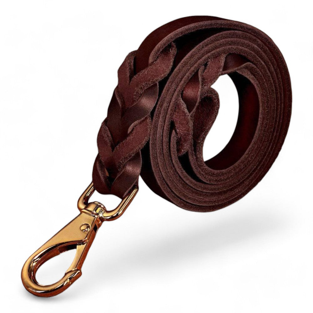 ⭐️Purr. Meow. Woof.⭐️ - Heavy Duty Leather Dog Lead - Brown