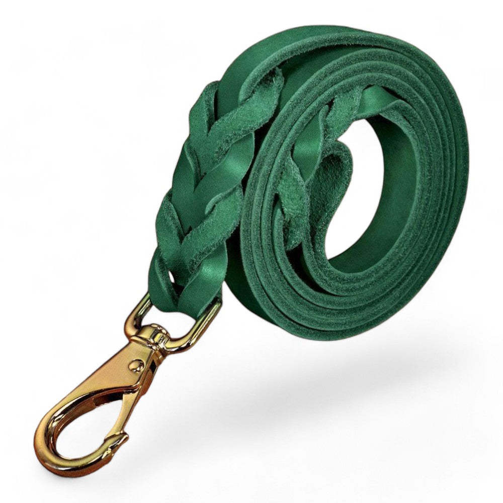 ⭐️Purr. Meow. Woof.⭐️ - Heavy Duty Leather Dog Lead - Green
