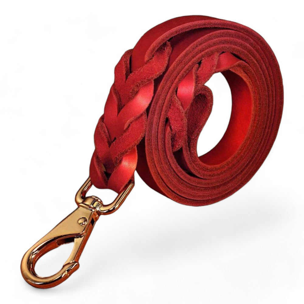 ⭐️Purr. Meow. Woof.⭐️ - Heavy Duty Leather Dog Lead - Red