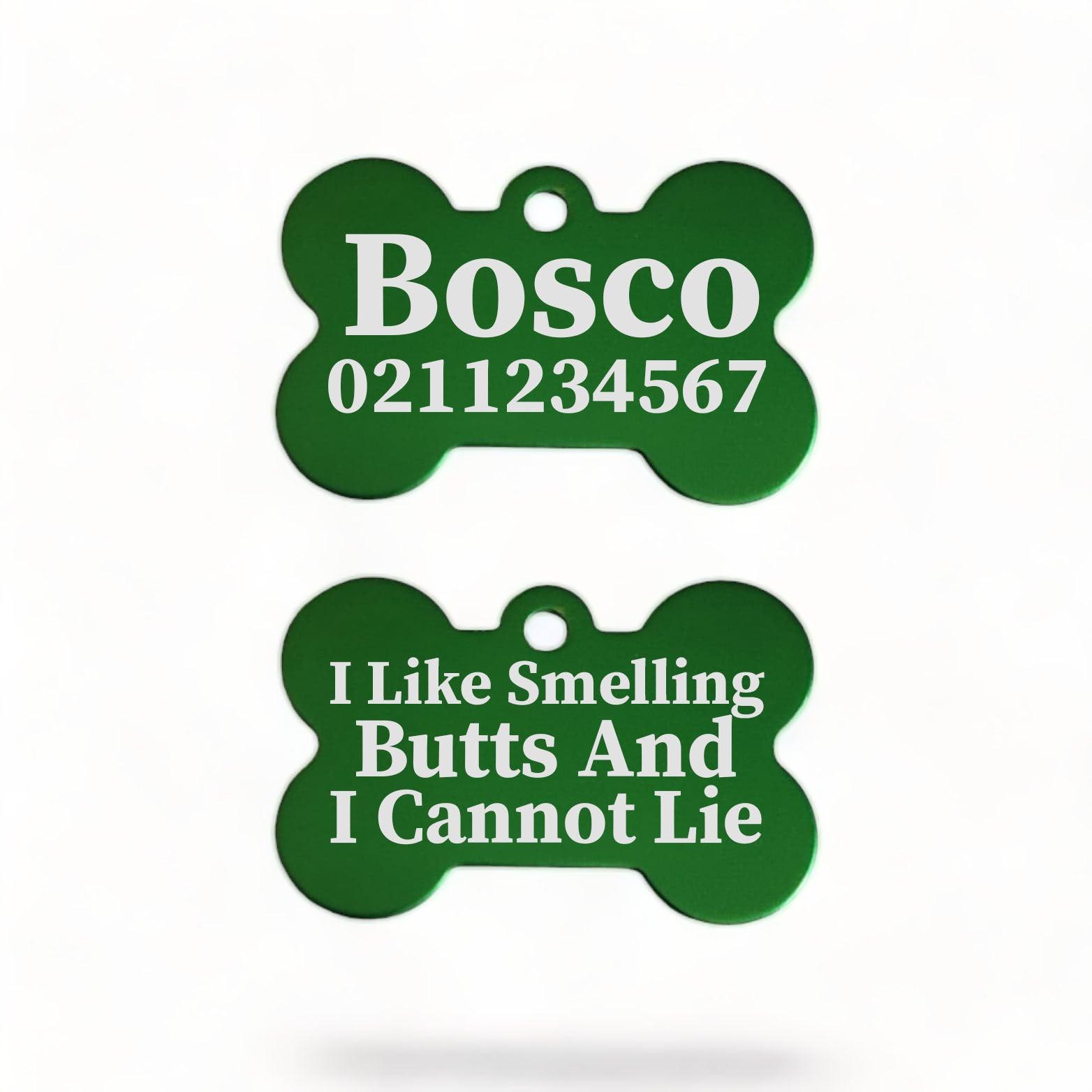 ⭐️Purr. Meow. Woof.⭐️ - I Like Smelling Butts | Bone Aluminium | Dog ID Pet Tag - MediumSpringGreen