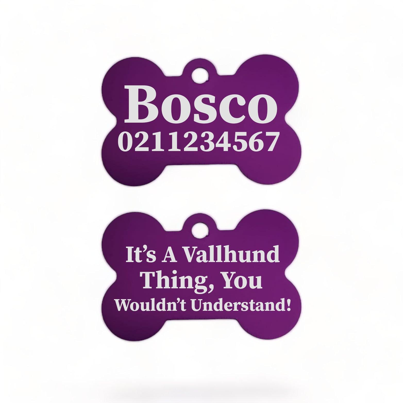 ⭐️Purr. Meow. Woof.⭐️ - It's a ... Breed Thing, You Wouldn't Understand | Bone Aluminium | Dog ID Pet Tag - Purple