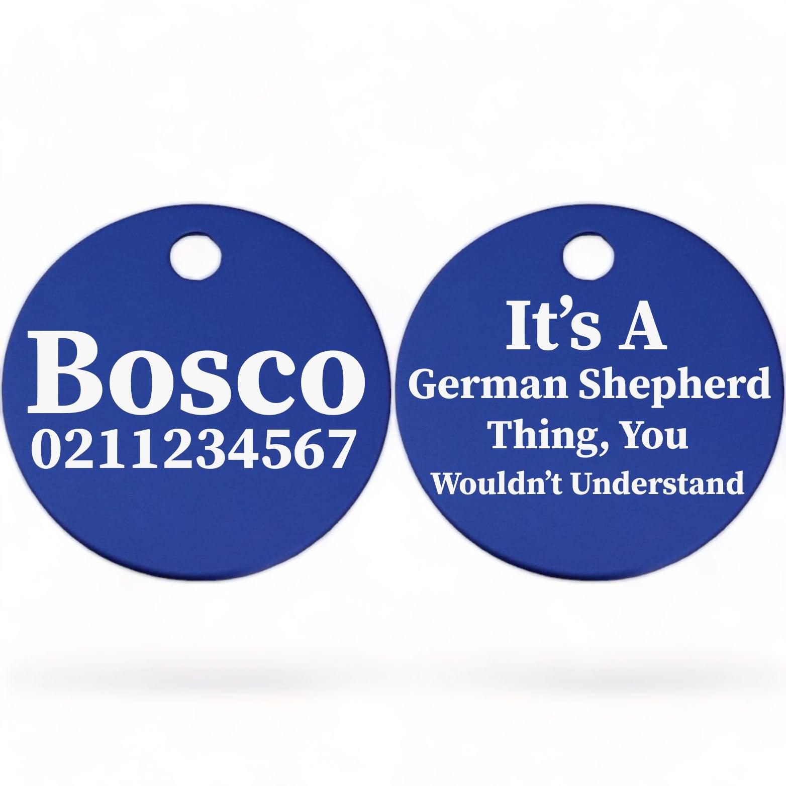 ⭐️Purr. Meow. Woof.⭐️ - It's a ... Breed Thing, You Wouldn't Understand | Round Aluminium | Dog ID Pet Tag - RoyalBlue