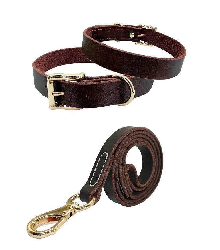 ⭐️Purr. Meow. Woof.⭐️ - Leather Estate Dog Collar - Brown / XS