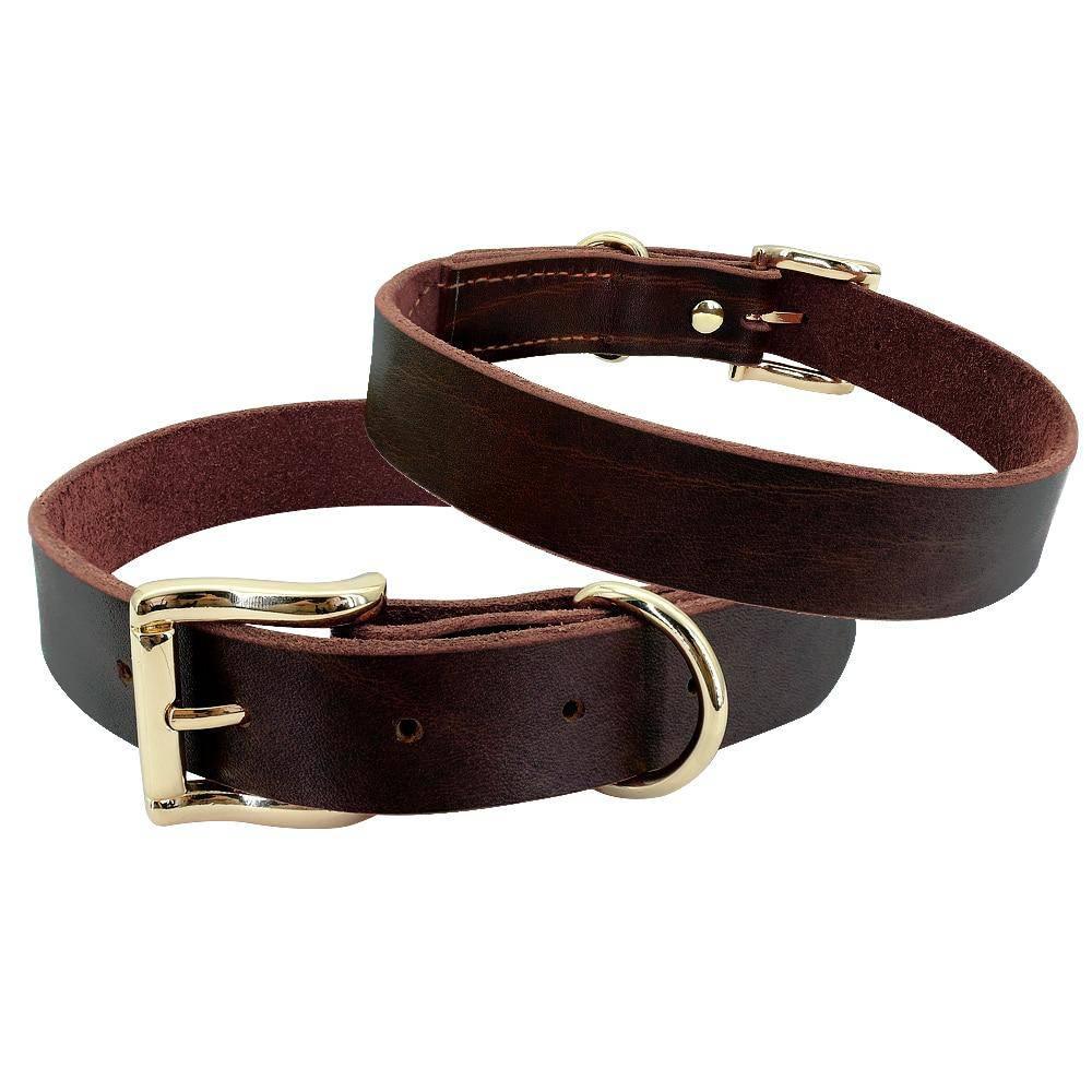 ⭐️Purr. Meow. Woof.⭐️ - Leather Estate Dog Collar - Brown / XS