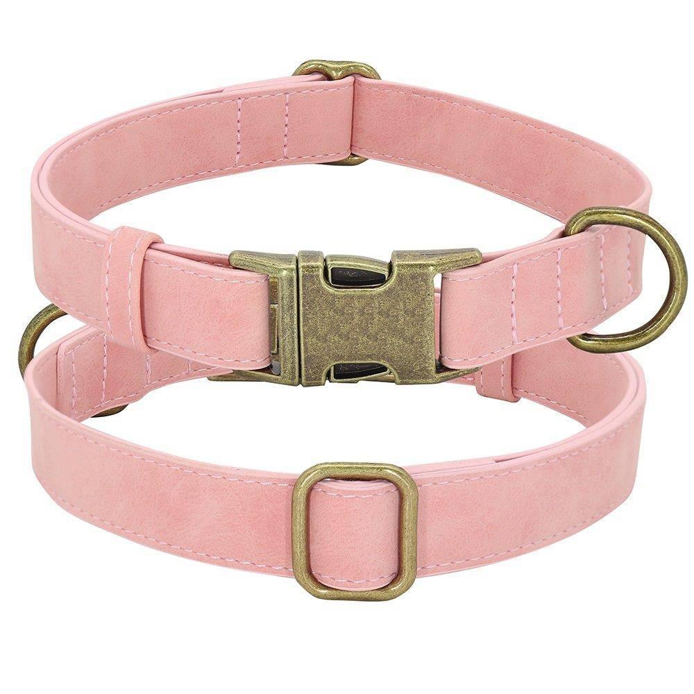 ⭐️Purr. Meow. Woof.⭐️ - Leather Executive Dog Collar - DarkSalmon / XS / No