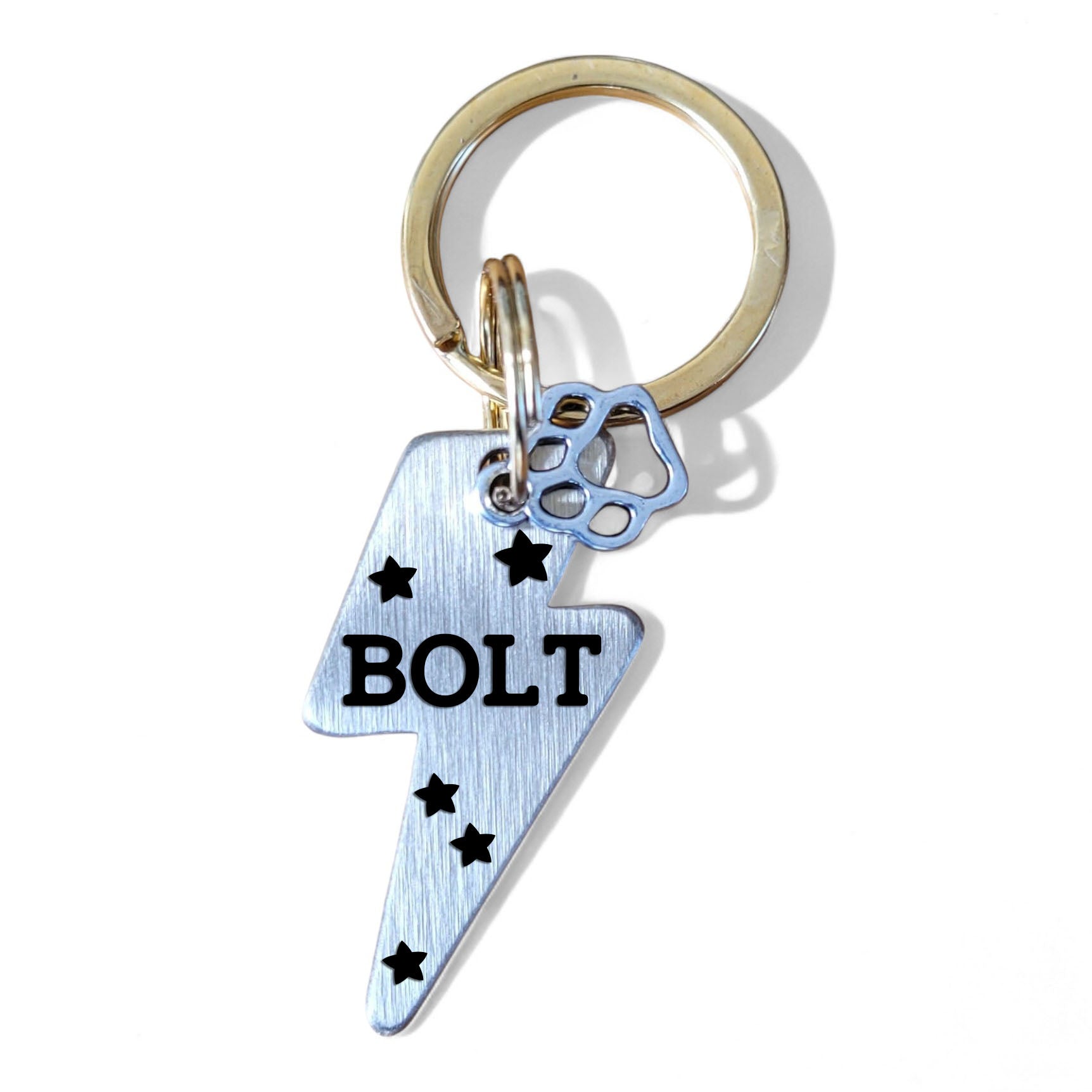 ⭐️Purr. Meow. Woof.⭐️ - Lightning Bolt | Bespoke Brass | Cat & Dog ID Pet Tag - Stars
