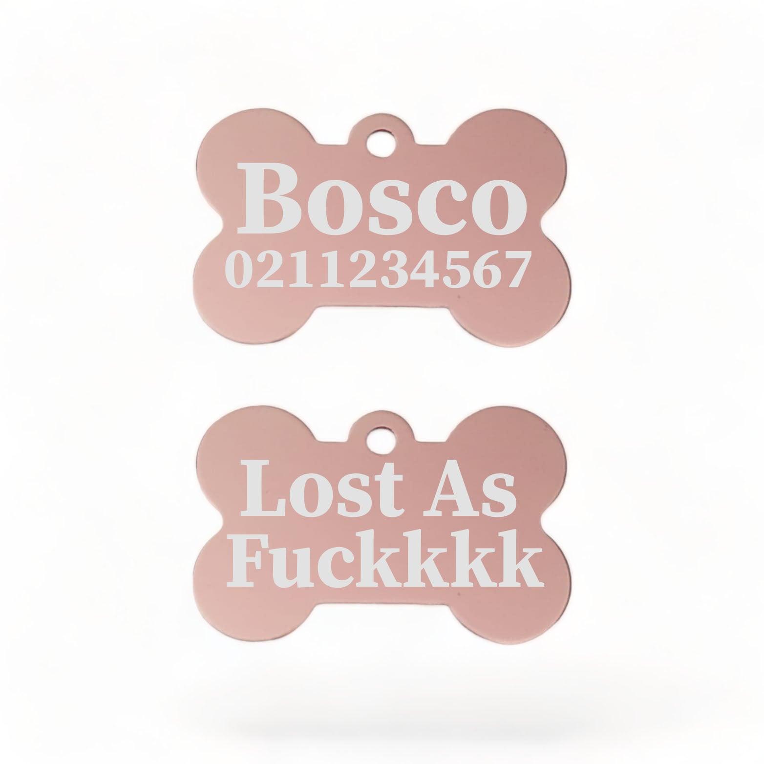 ⭐️Purr. Meow. Woof.⭐️ - Lost As Fuckkkk | Bone Aluminium | Dog ID Pet Tag - LightPink