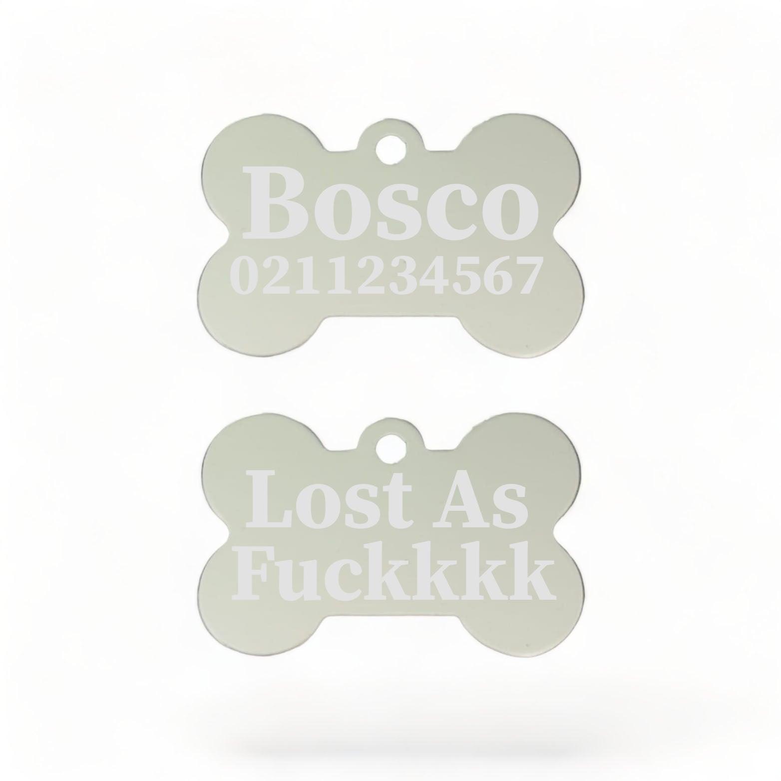 ⭐️Purr. Meow. Woof.⭐️ - Lost As Fuckkkk | Bone Aluminium | Dog ID Pet Tag - Silver
