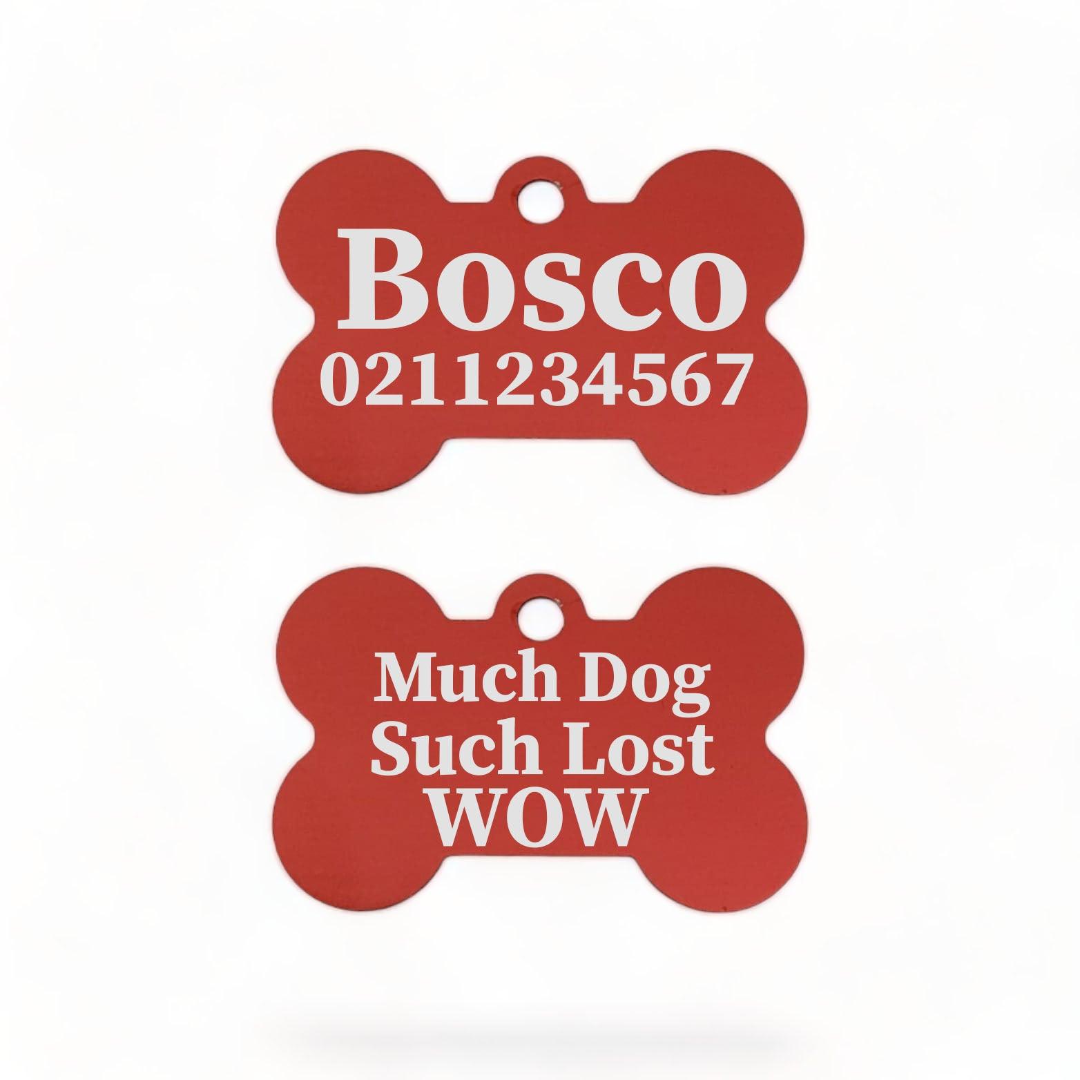 ⭐️Purr. Meow. Woof.⭐️ - Much Dog Such Lost Wow Bone | Bone Aluminium | ID Pet Tag - FireBrick