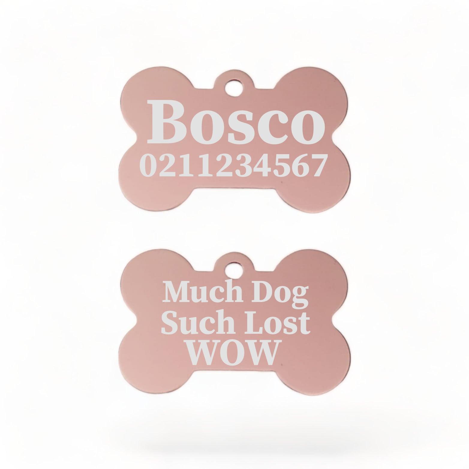 ⭐️Purr. Meow. Woof.⭐️ - Much Dog Such Lost Wow Bone | Bone Aluminium | ID Pet Tag - LightPink