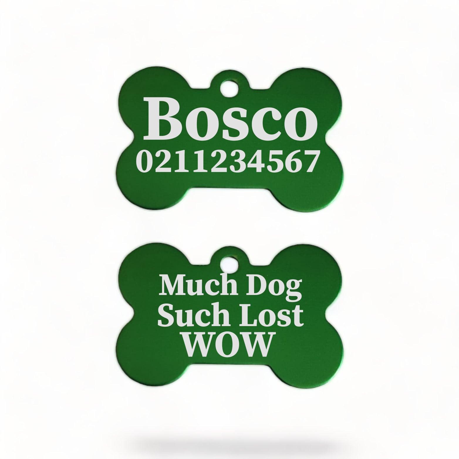 ⭐️Purr. Meow. Woof.⭐️ - Much Dog Such Lost Wow Bone | Bone Aluminium | ID Pet Tag - MediumSpringGreen