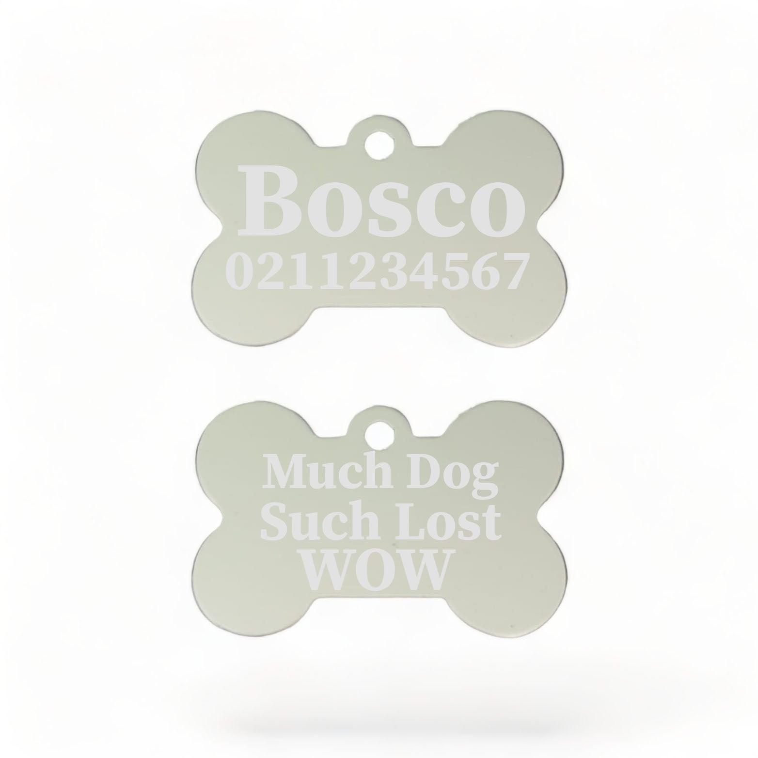 ⭐️Purr. Meow. Woof.⭐️ - Much Dog Such Lost Wow Bone | Bone Aluminium | ID Pet Tag - Silver