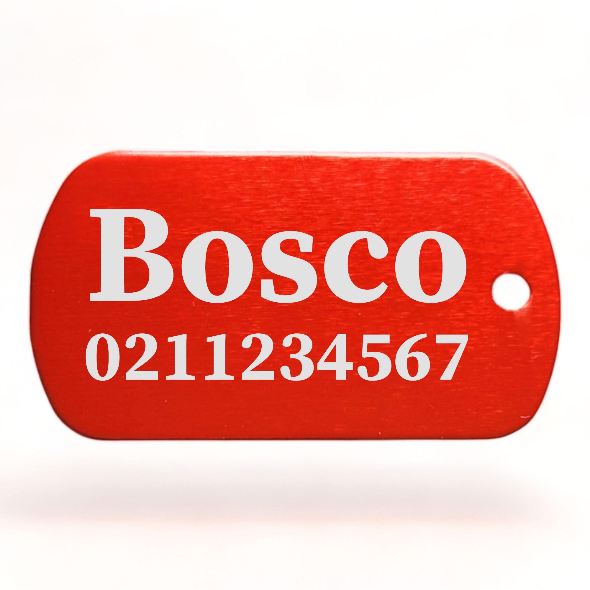 ⭐️Purr. Meow. Woof.⭐️ - Name & Number Front Military Dog ID Pet Tag - FireBrick