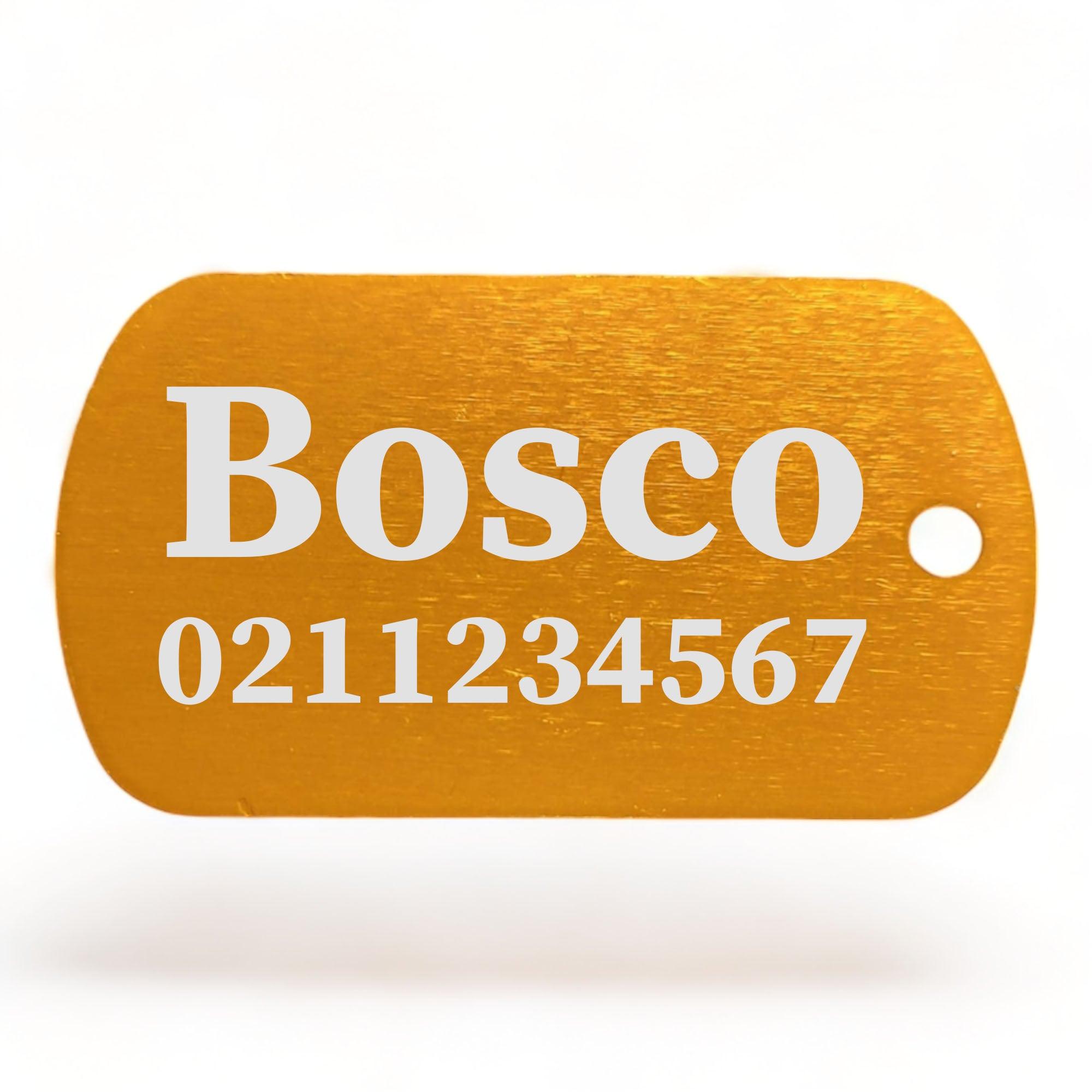 ⭐️Purr. Meow. Woof.⭐️ - Name & Number Front Military Dog ID Pet Tag - Gold