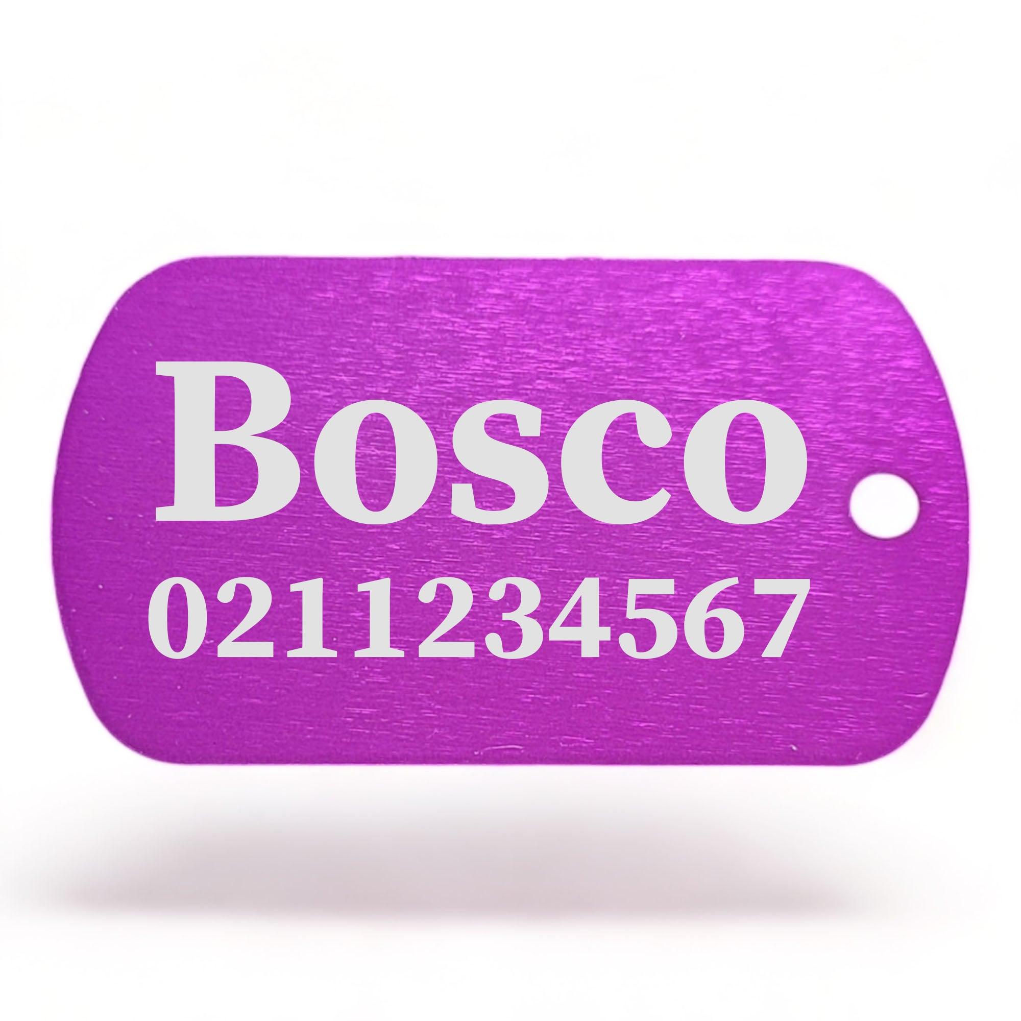 ⭐️Purr. Meow. Woof.⭐️ - Name & Number Front Military Dog ID Pet Tag - Purple