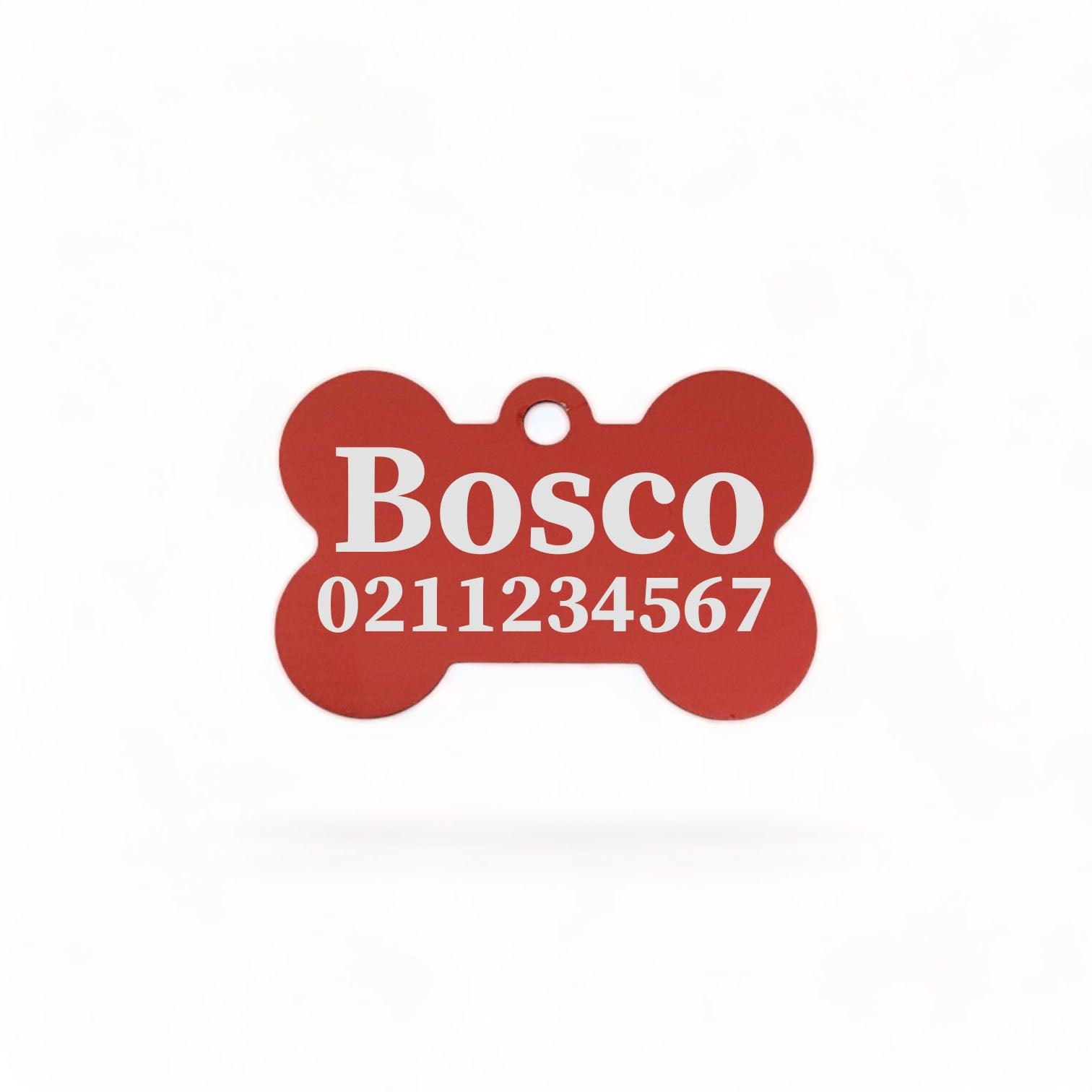 ⭐️Purr. Meow. Woof.⭐️ - Name & Number Front | Bone Aluminium | Dog ID Pet Tag - Firebrick