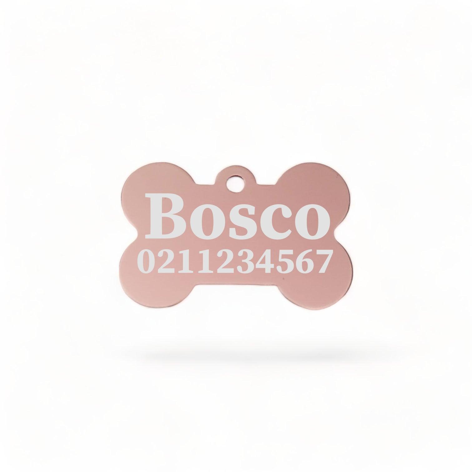 ⭐️Purr. Meow. Woof.⭐️ - Name & Number Front | Bone Aluminium | Dog ID Pet Tag - LightPink