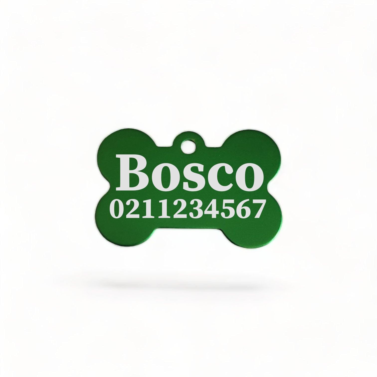 ⭐️Purr. Meow. Woof.⭐️ - Name & Number Front | Bone Aluminium | Dog ID Pet Tag - MediumSpringGreen