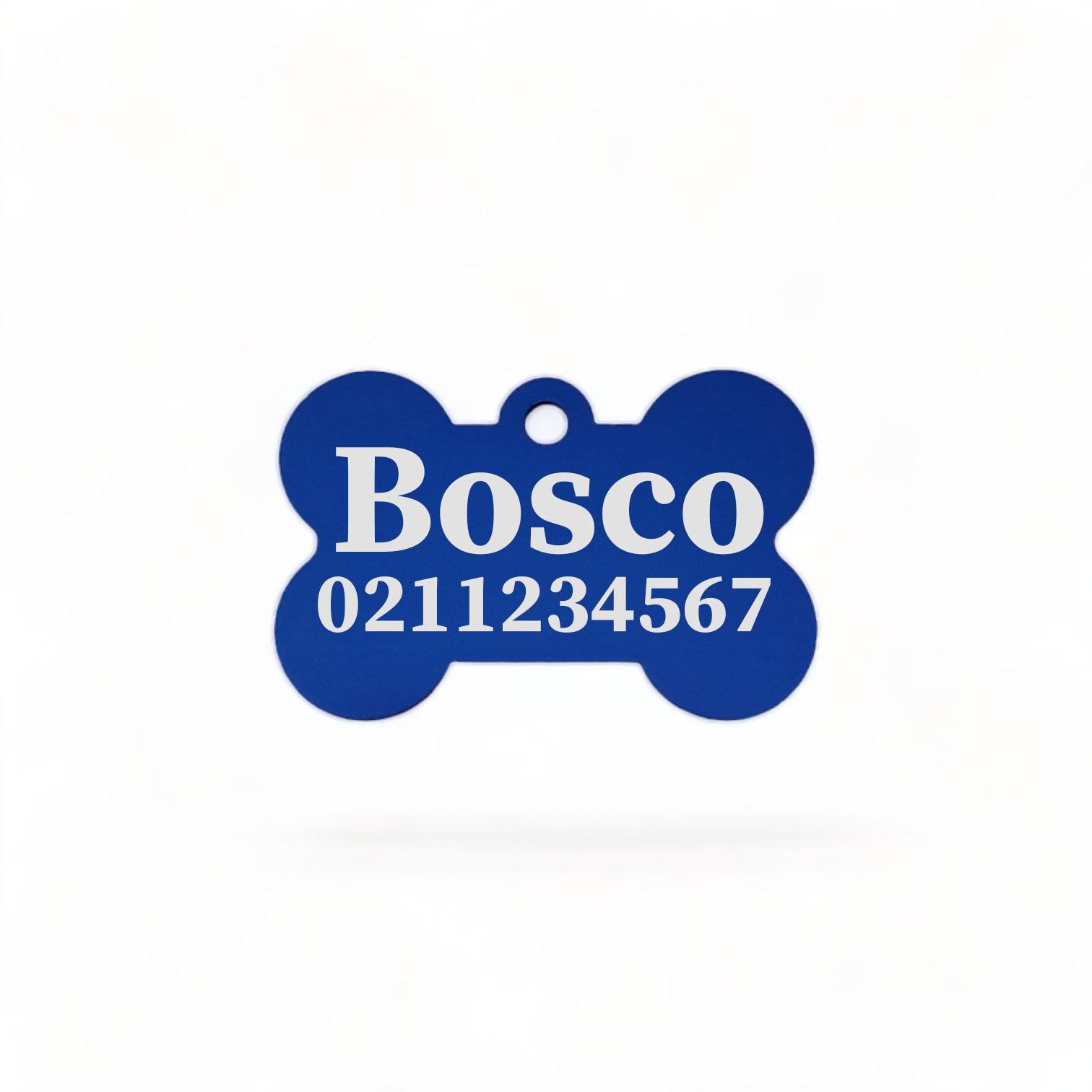 ⭐️Purr. Meow. Woof.⭐️ - Name & Number Front | Bone Aluminium | Dog ID Pet Tag - RoyalBlue