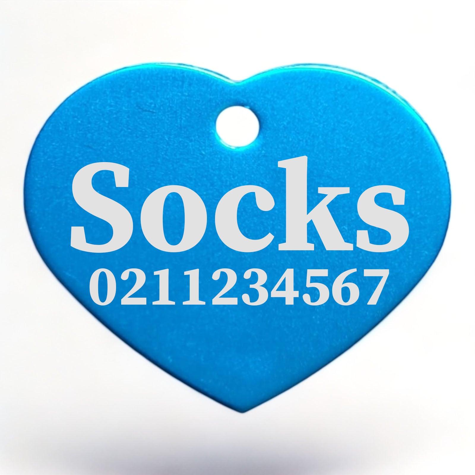 ⭐️Purr. Meow. Woof.⭐️ - Name & Number Front | Heart Aluminum | Cat, Kitten & Dog ID Pet Tag - DodgerBlue