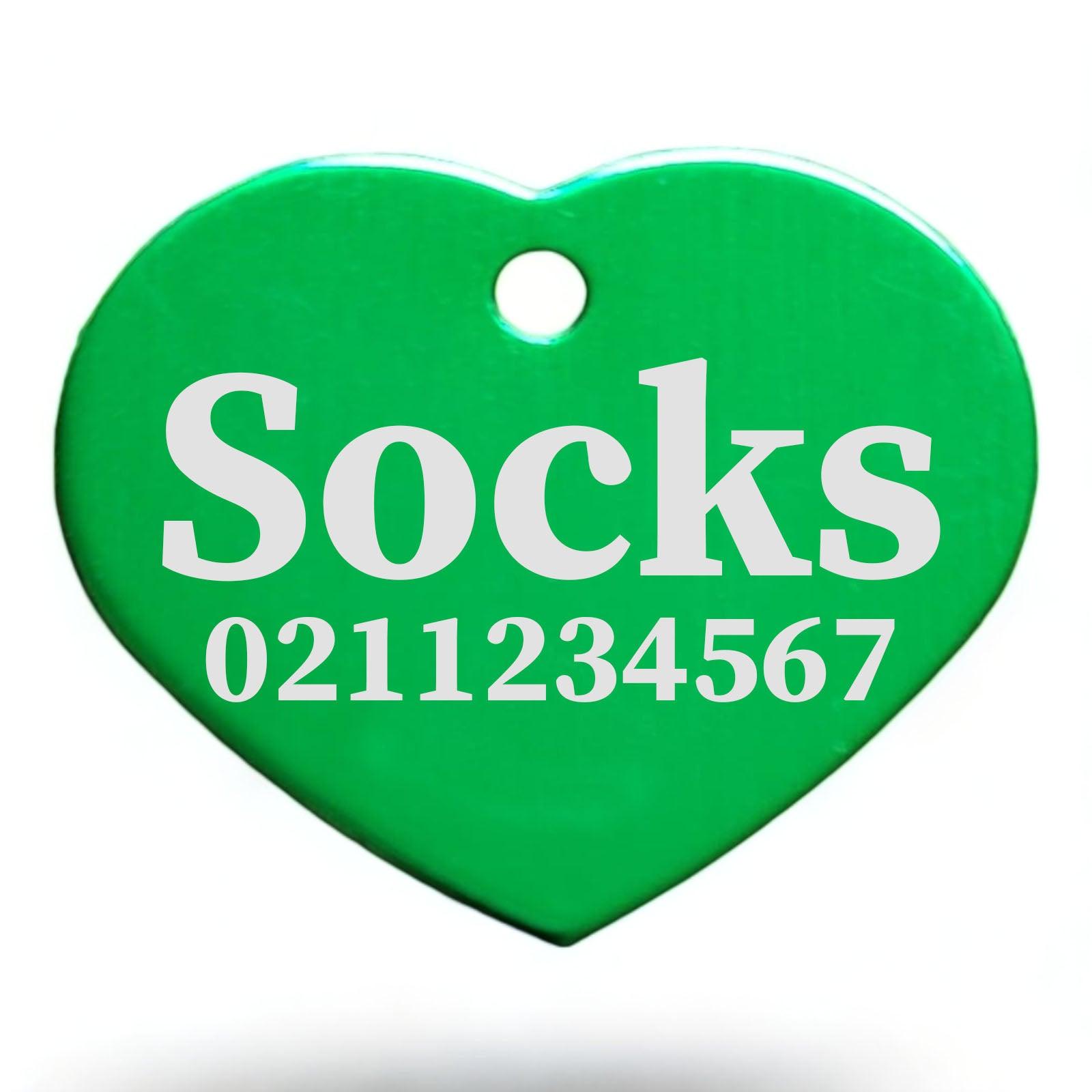 ⭐️Purr. Meow. Woof.⭐️ - Name & Number Front | Heart Aluminum | Cat, Kitten & Dog ID Pet Tag - MediumSpringGreen