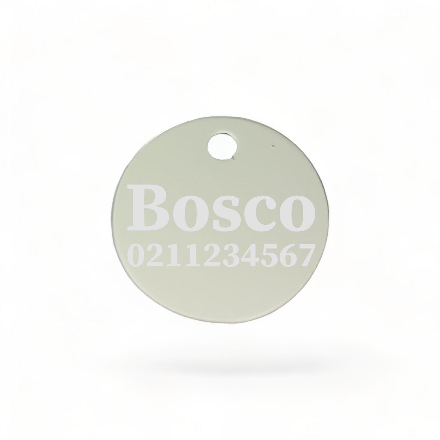 ⭐️Purr. Meow. Woof.⭐️ - Name & Number Front | Round Aluminium | Cat, Kitten & Dog ID Pet Tag - Silver / Dog (Large)
