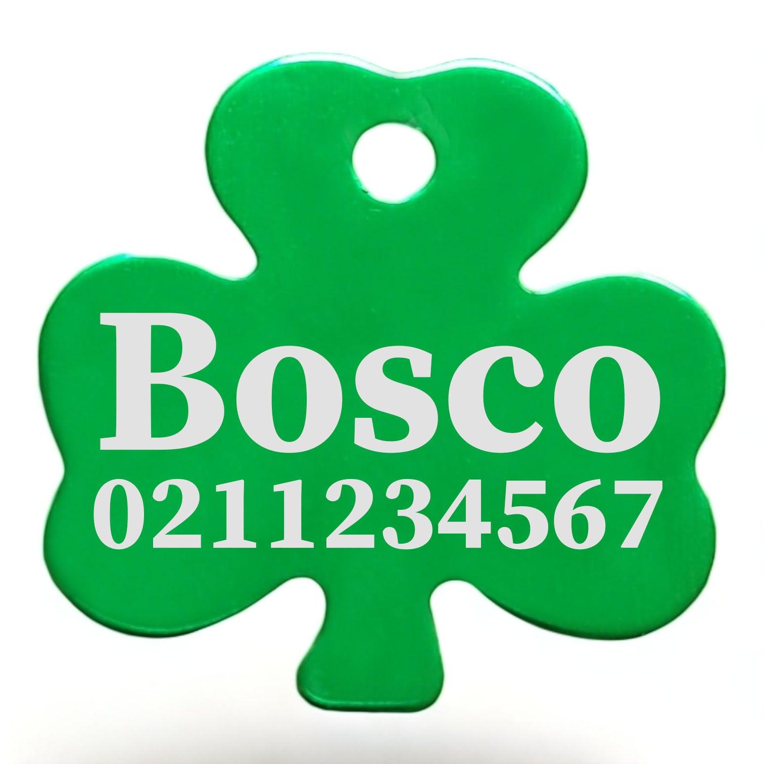 ⭐️Purr. Meow. Woof.⭐️ - Name & Number Front | Shamrock Aluminum | Cat, Kitten & Dog ID Pet Tag - MediumSpringGreen