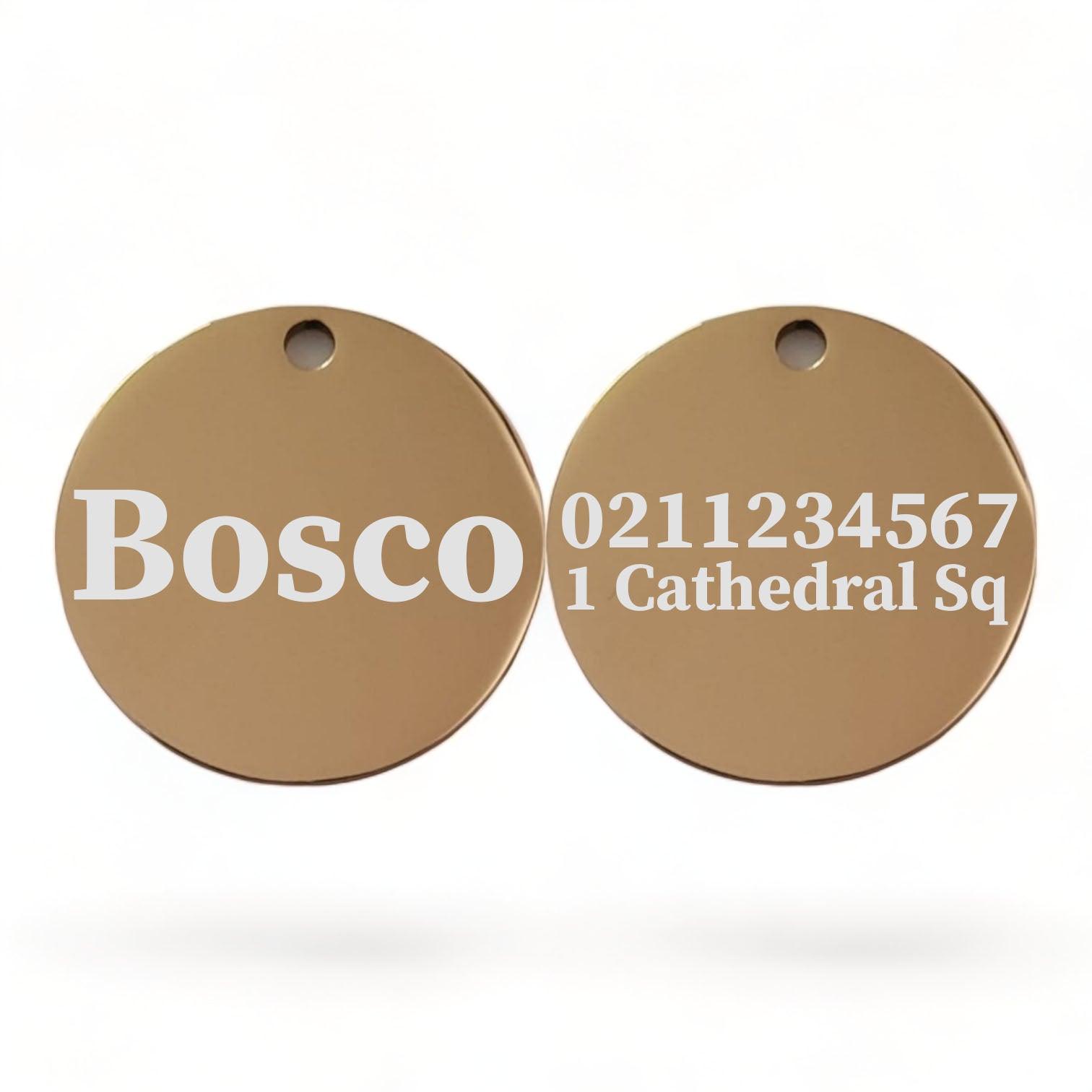 ⭐️Purr. Meow. Woof.⭐️ - Name Front & 1 Number Address Back Round | Mirror Stainless | Dog ID Pet Tag - BurlyWood