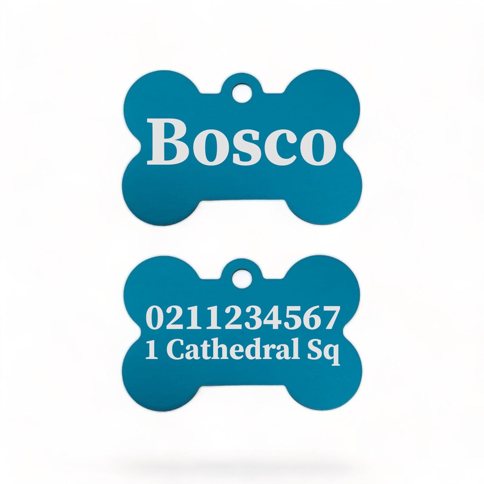⭐️Purr. Meow. Woof.⭐️ - Name Front & 1 Number & Address Back | Bone Aluminium | Dog ID Pet Tag - DodgerBlue