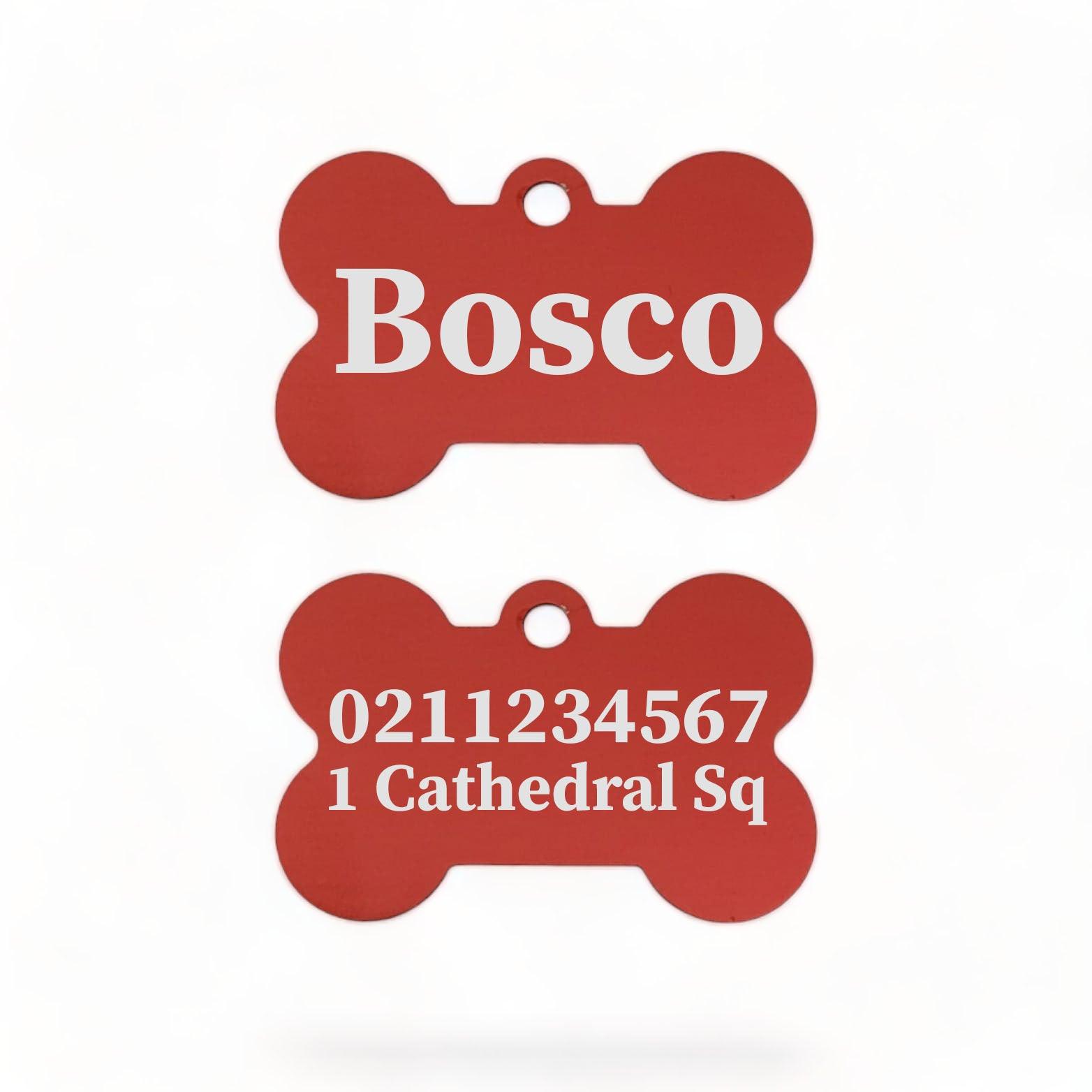 ⭐️Purr. Meow. Woof.⭐️ - Name Front & 1 Number & Address Back | Bone Aluminium | Dog ID Pet Tag - Firebrick