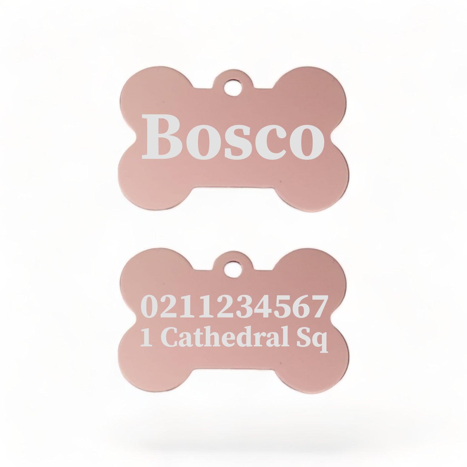 ⭐️Purr. Meow. Woof.⭐️ - Name Front & 1 Number & Address Back | Bone Aluminium | Dog ID Pet Tag - LightPink