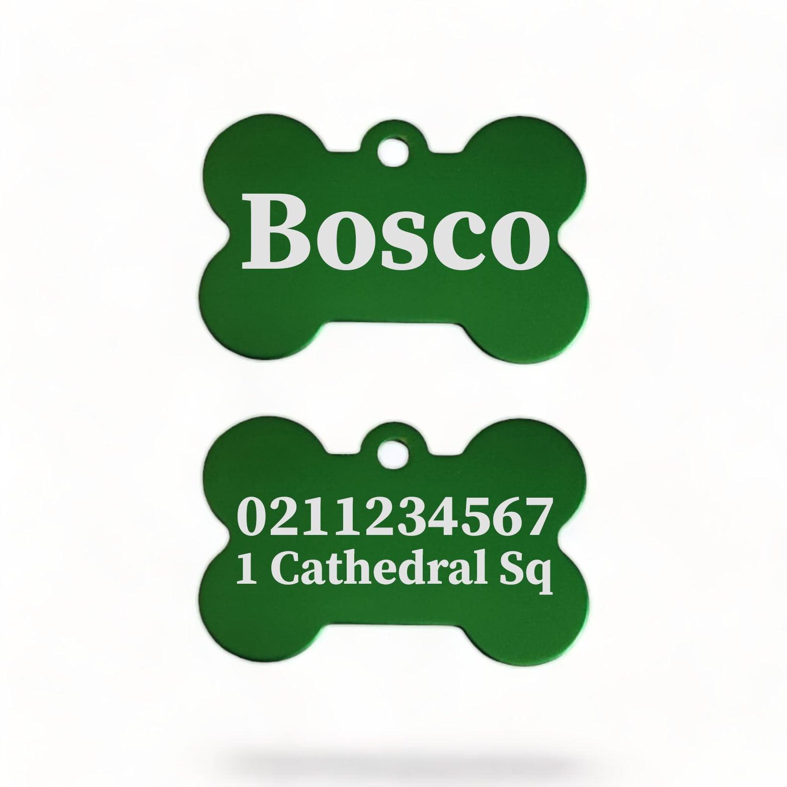 ⭐️Purr. Meow. Woof.⭐️ - Name Front & 1 Number & Address Back | Bone Aluminium | Dog ID Pet Tag - MediumSpringGreen