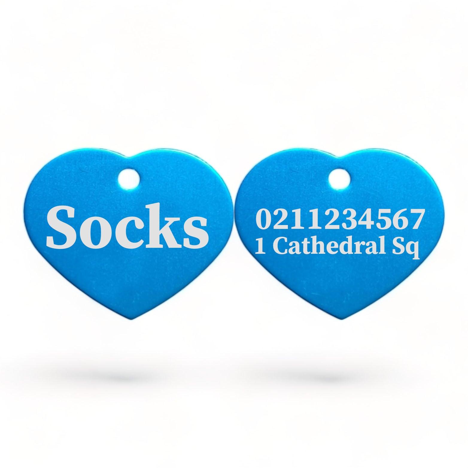 ⭐️Purr. Meow. Woof.⭐️ - Name Front & 1 Number & Address Back | Heart Aluminum | Cat, Kitten & Dog ID Pet Tag - DodgerBlue