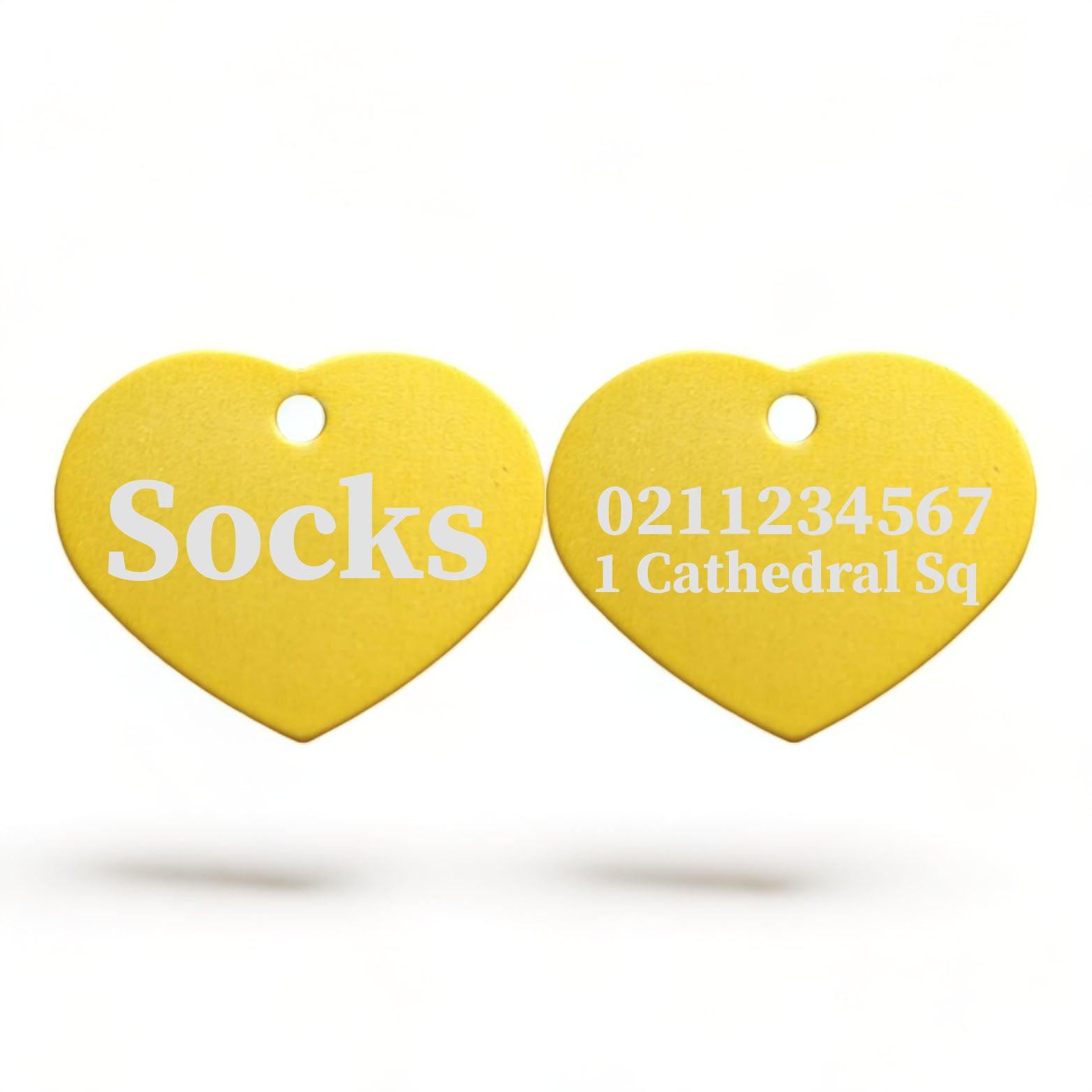 ⭐️Purr. Meow. Woof.⭐️ - Name Front & 1 Number & Address Back | Heart Aluminum | Cat, Kitten & Dog ID Pet Tag - Gold