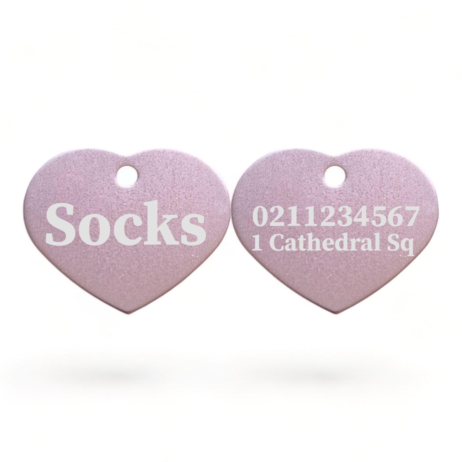 ⭐️Purr. Meow. Woof.⭐️ - Name Front & 1 Number & Address Back | Heart Aluminum | Cat, Kitten & Dog ID Pet Tag - LightPink