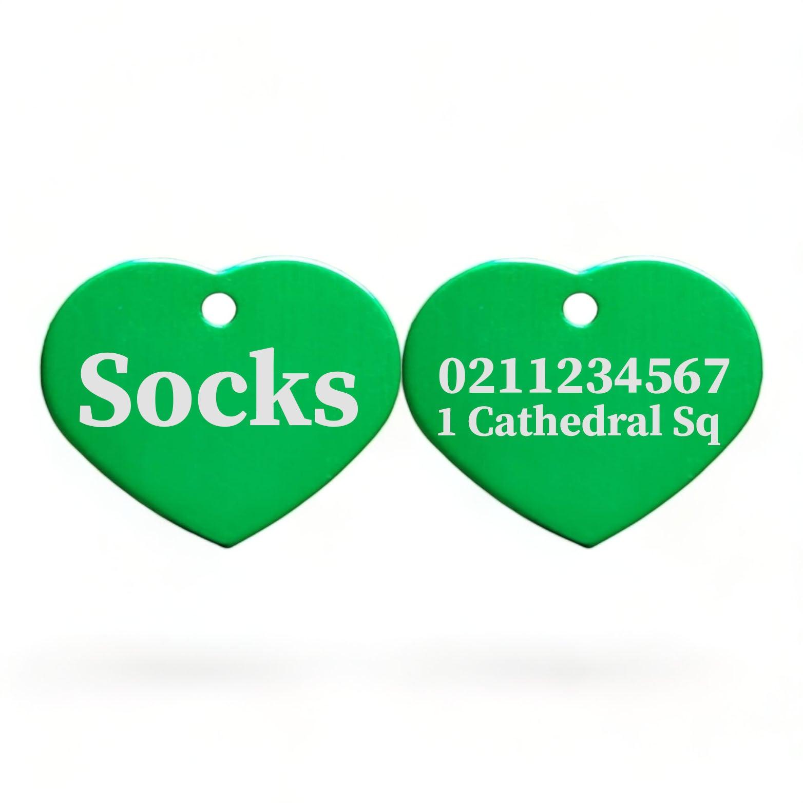 ⭐️Purr. Meow. Woof.⭐️ - Name Front & 1 Number & Address Back | Heart Aluminum | Cat, Kitten & Dog ID Pet Tag - MediumSpringGreen