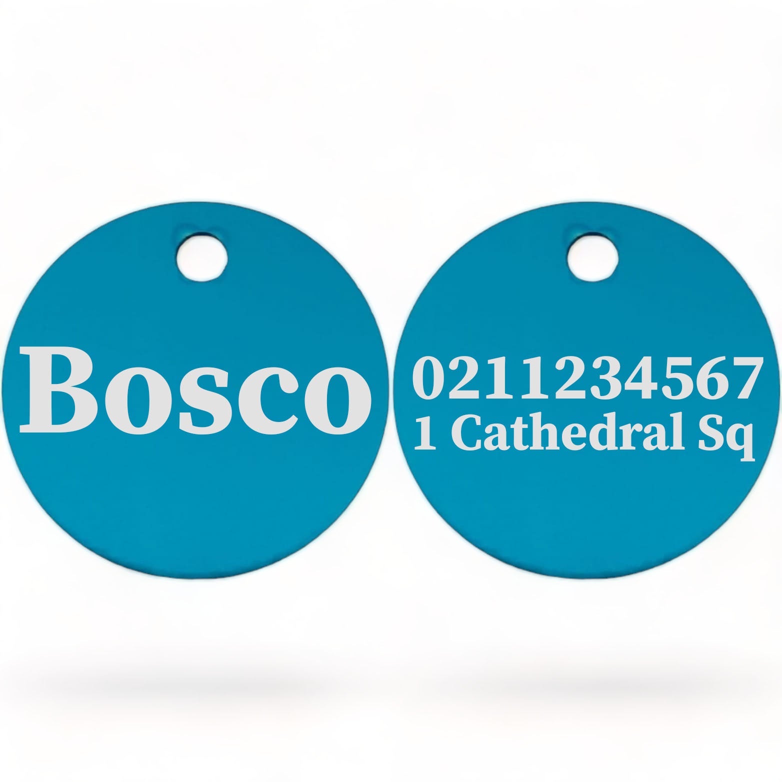 ⭐️Purr. Meow. Woof.⭐️ - Name Front & 1 Number & Address Back | Round Aluminium | Cat, Kitten & Dog ID Pet Tag - DodgerBlue / Dog (Large)