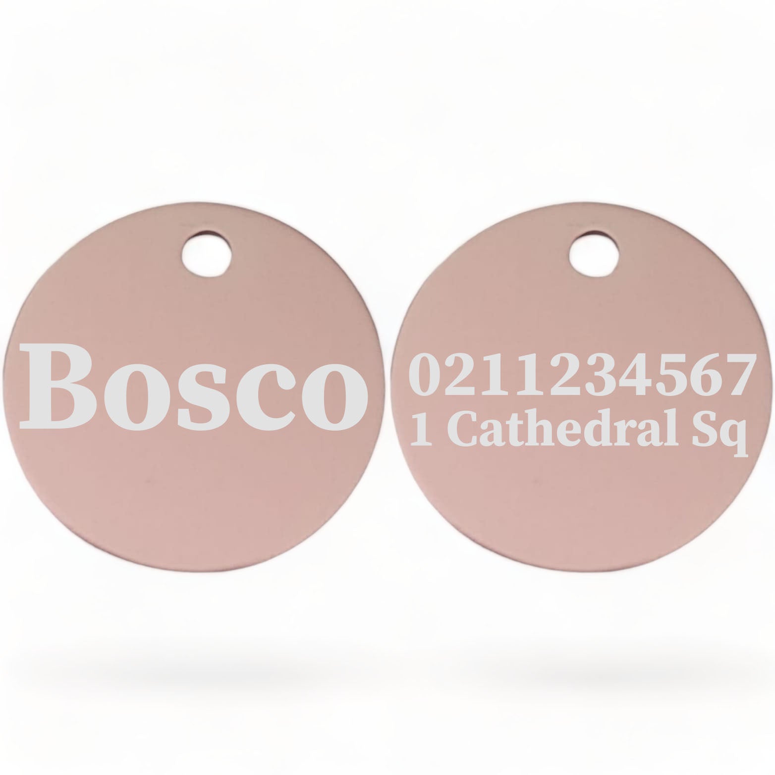 ⭐️Purr. Meow. Woof.⭐️ - Name Front & 1 Number & Address Back | Round Aluminium | Cat, Kitten & Dog ID Pet Tag - LightPink / Dog (Large)