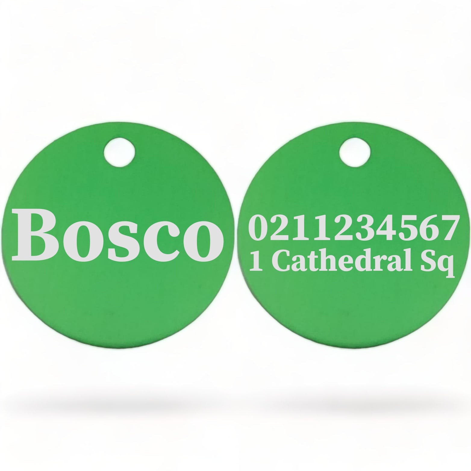 ⭐️Purr. Meow. Woof.⭐️ - Name Front & 1 Number & Address Back | Round Aluminium | Cat, Kitten & Dog ID Pet Tag - MediumSpringGreen / Dog (Large)