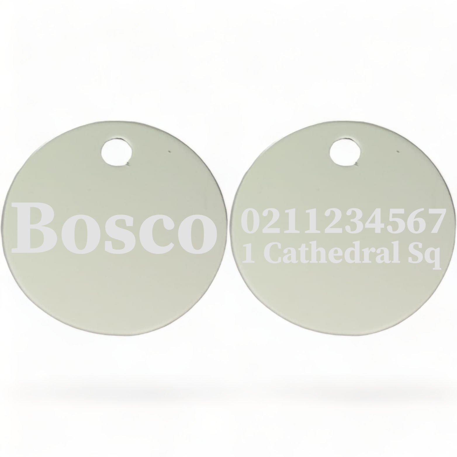 ⭐️Purr. Meow. Woof.⭐️ - Name Front & 1 Number & Address Back | Round Aluminium | Cat, Kitten & Dog ID Pet Tag - Silver / Dog (Large)
