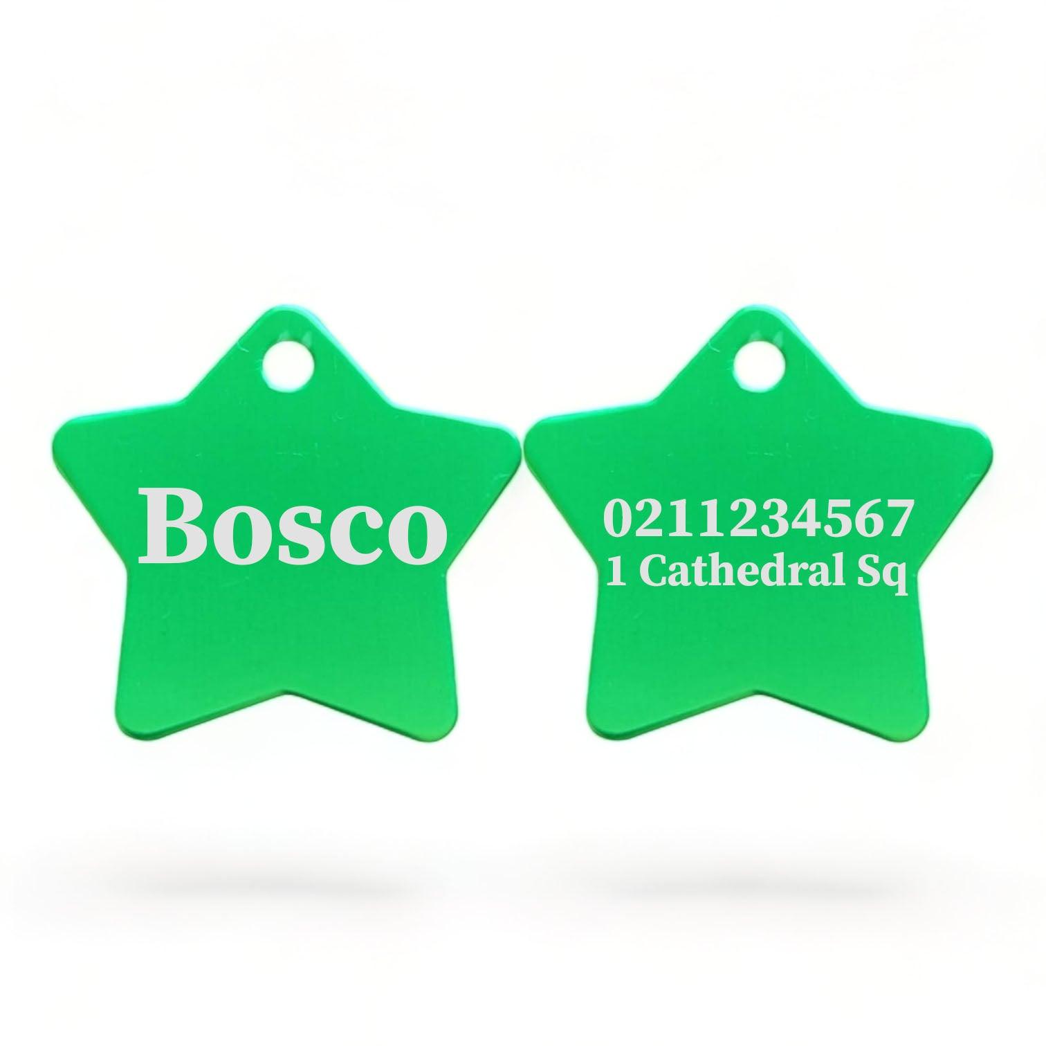 ⭐️Purr. Meow. Woof.⭐️ - Name Front & 1 Number & Address Back | Star Aluminum | Cat, Kitten & Dog ID Pet Tag - MediumSpringGreen / Large (Dog)