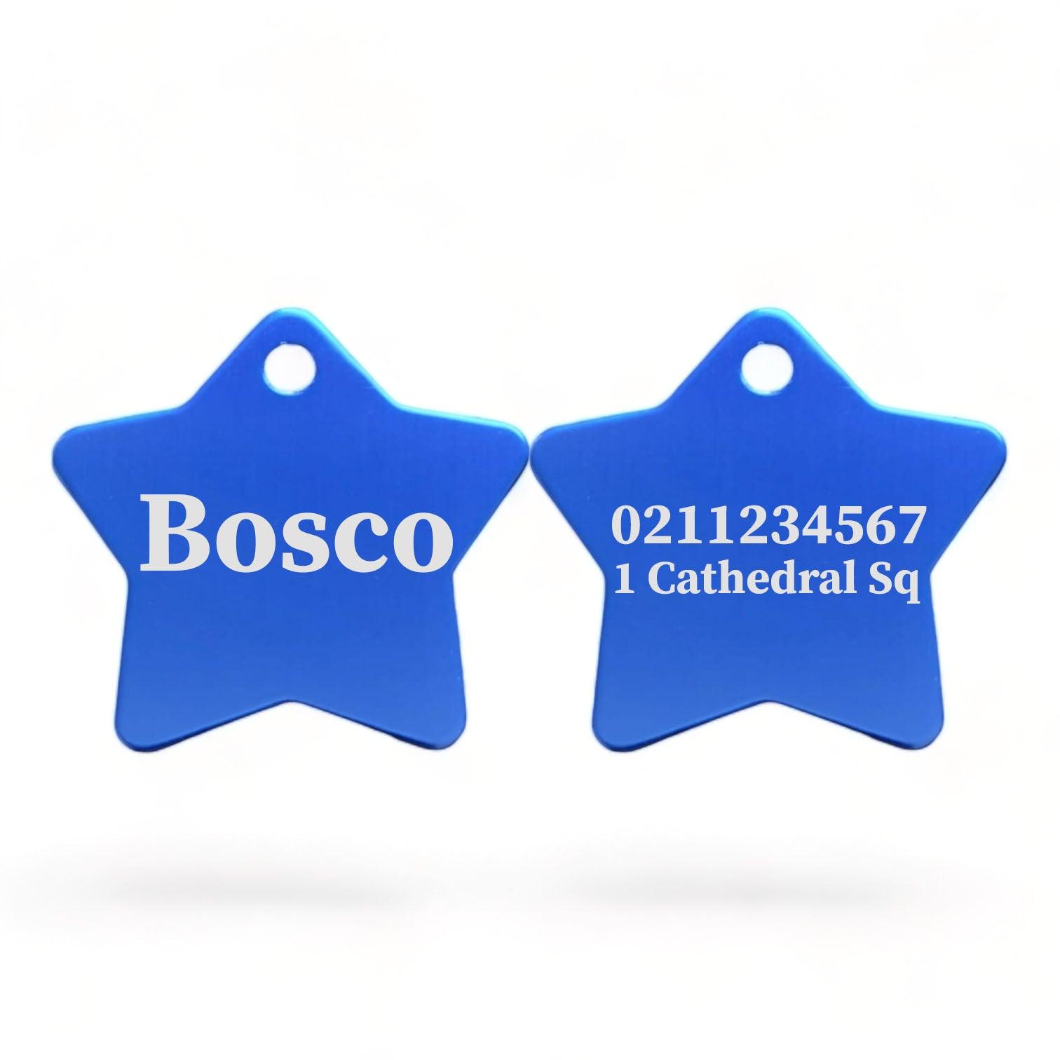 ⭐️Purr. Meow. Woof.⭐️ - Name Front & 1 Number & Address Back | Star Aluminum | Cat, Kitten & Dog ID Pet Tag - RoyalBlue / Large (Dog)