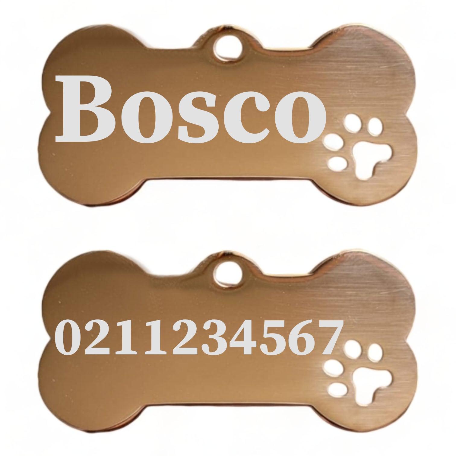 ⭐️Purr. Meow. Woof.⭐️ - Name Front & 1 Number Back Bone PP | Mirror Stainless | Dog ID Pet Tag - BurlyWood