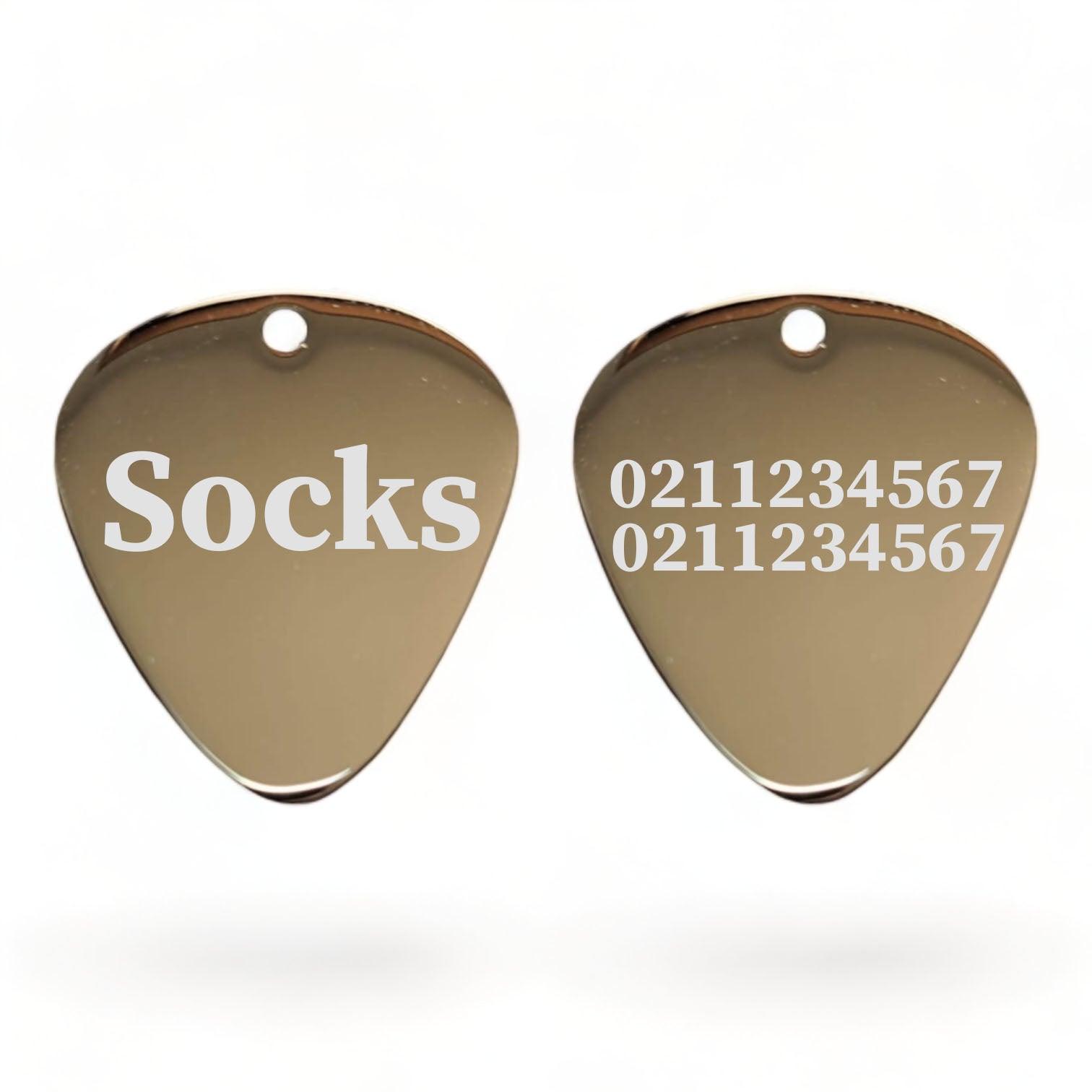 ⭐️Purr. Meow. Woof.⭐️ - Name Front & 2 Numbers Back Guitar Pick | Mirror Stainless | Dog & Cat ID Pet Tag - Silver
