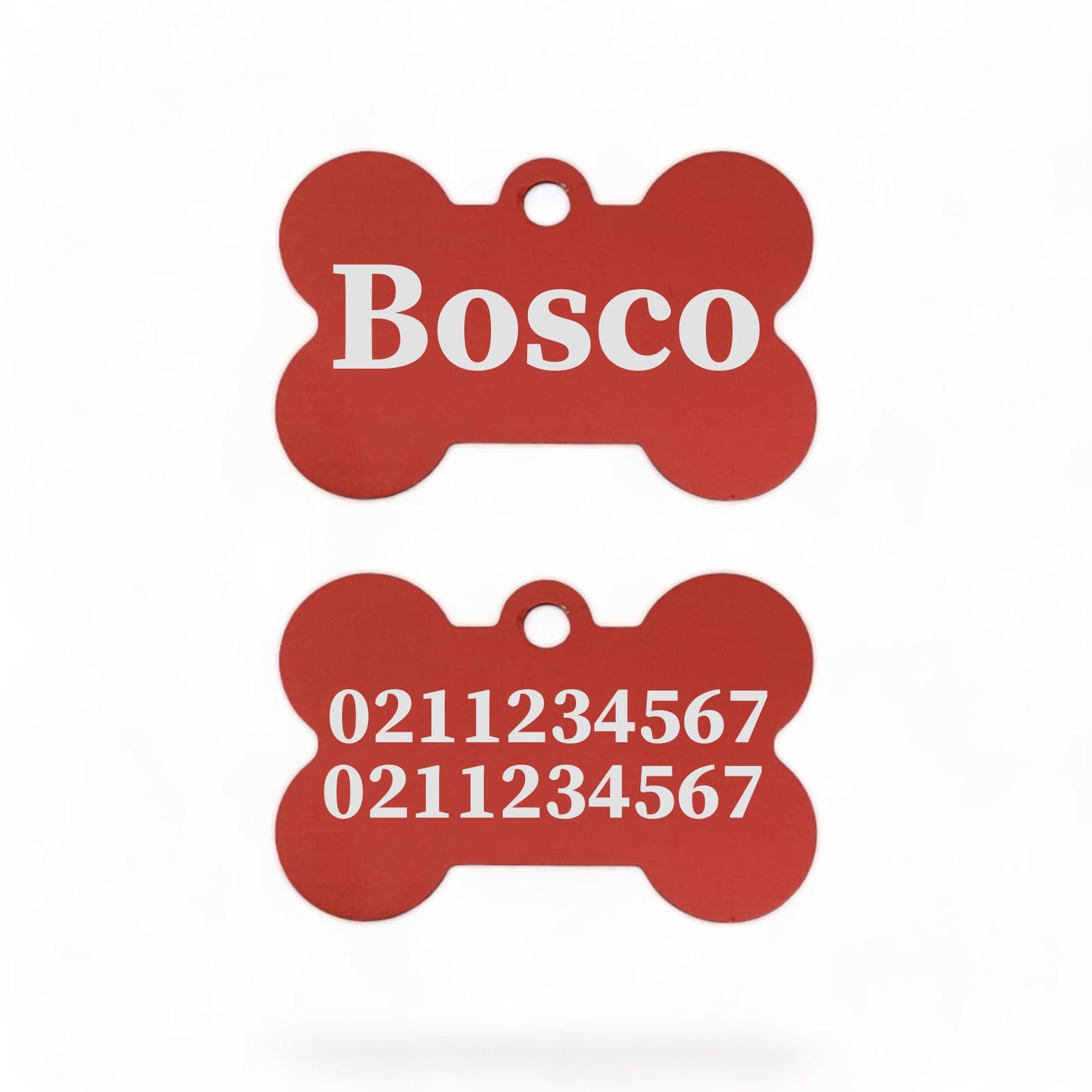 ⭐️Purr. Meow. Woof.⭐️ - Name Front & 2 Numbers Back | Bone Aluminium | Dog ID Pet Tag - Firebrick