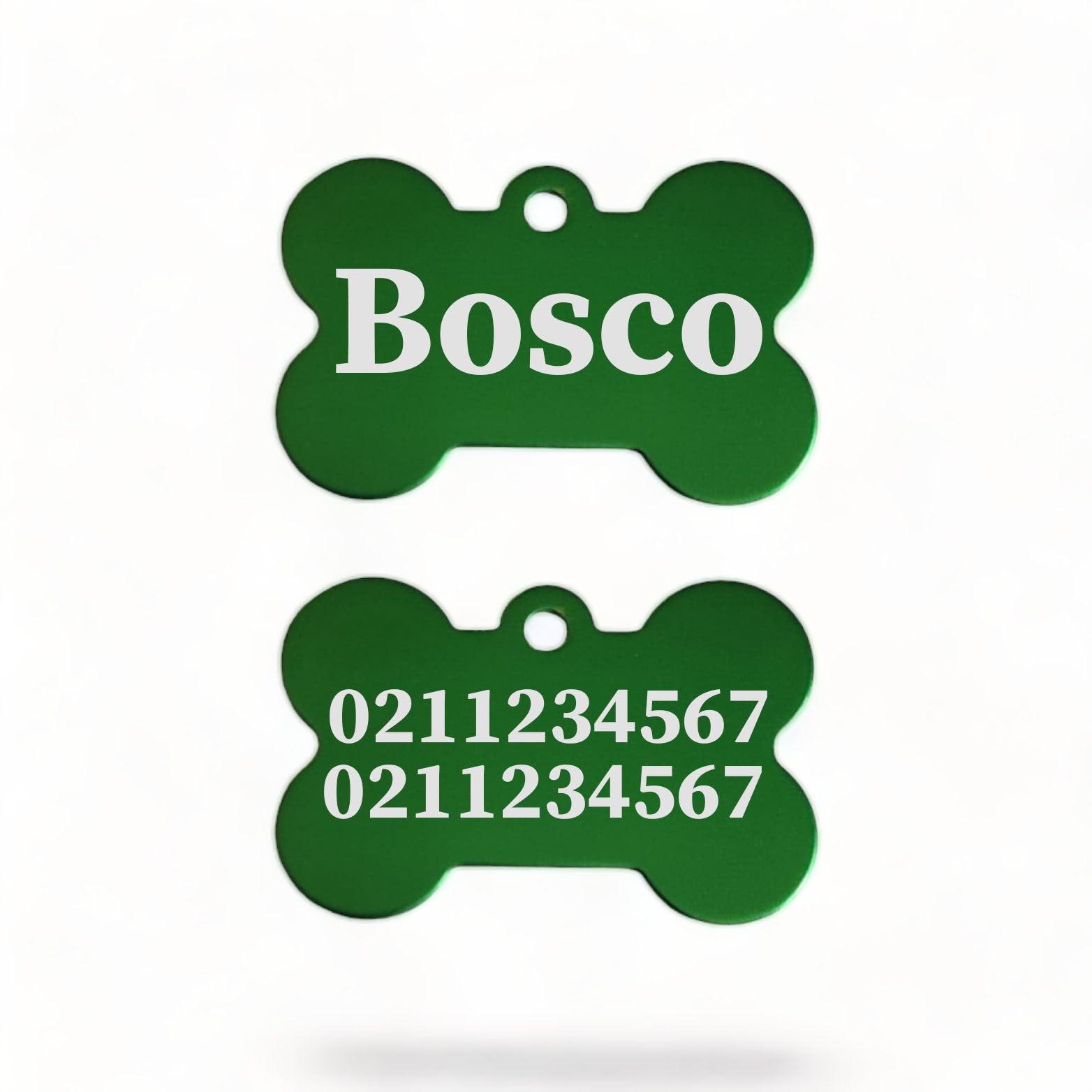 ⭐️Purr. Meow. Woof.⭐️ - Name Front & 2 Numbers Back | Bone Aluminium | Dog ID Pet Tag - MediumSpringGreen