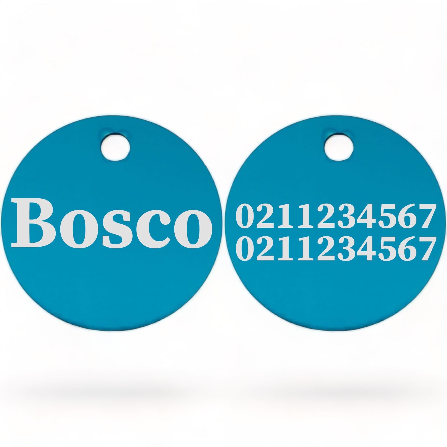 ⭐️Purr. Meow. Woof.⭐️ - Name Front & 2 Numbers Back | Round Aluminium | Cat, Kitten & Dog ID Pet Tag - DodgerBlue / Dog (Large)