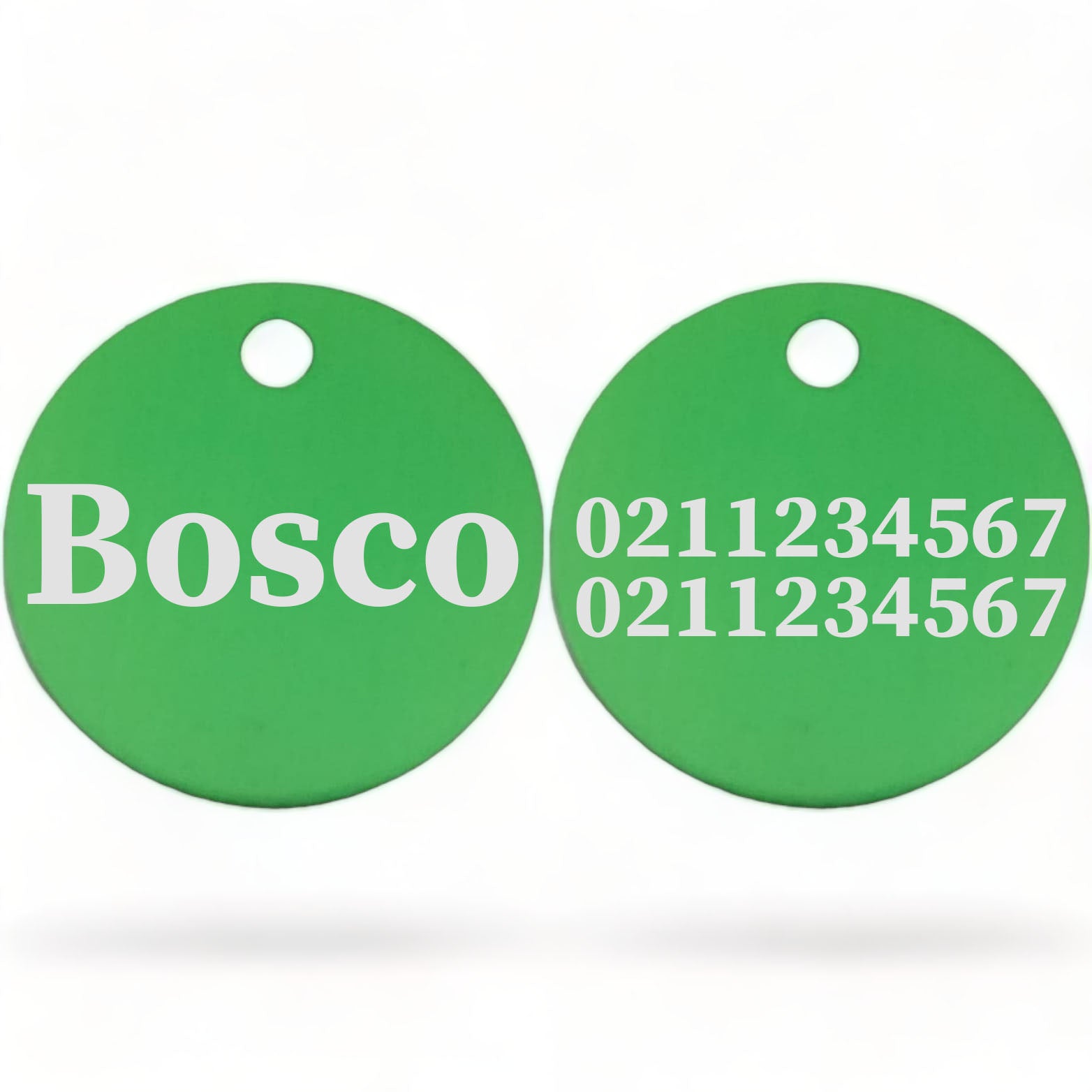 ⭐️Purr. Meow. Woof.⭐️ - Name Front & 2 Numbers Back | Round Aluminium | Cat, Kitten & Dog ID Pet Tag - MediumSpringGreen / Dog (Large)